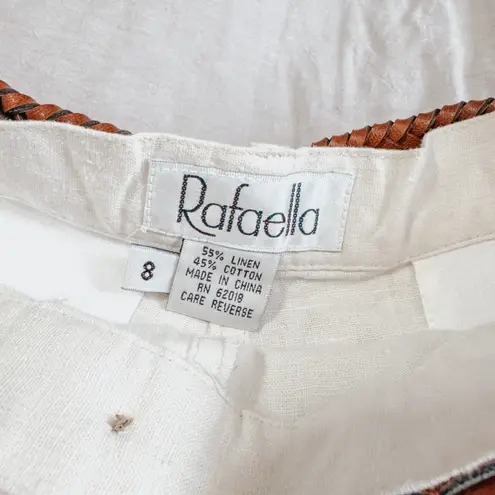 Rafaella NWT Vintage Cream Belted Linen High Waist Shorts Sz 8