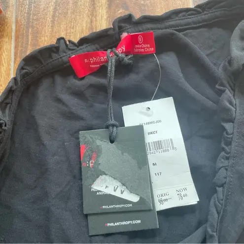 n:philanthropy NWT one shoulder ruffled black bodysuit size medium