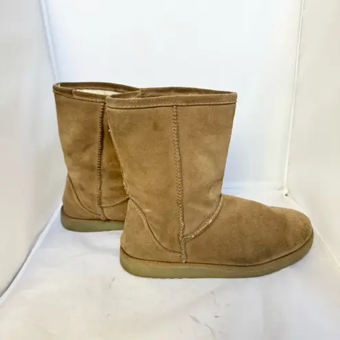 Xhilaration  Tan Suede Winter Boots Size 8  Faux Fur Cozy Cabincore Y2K Comfy thumbnail 2
