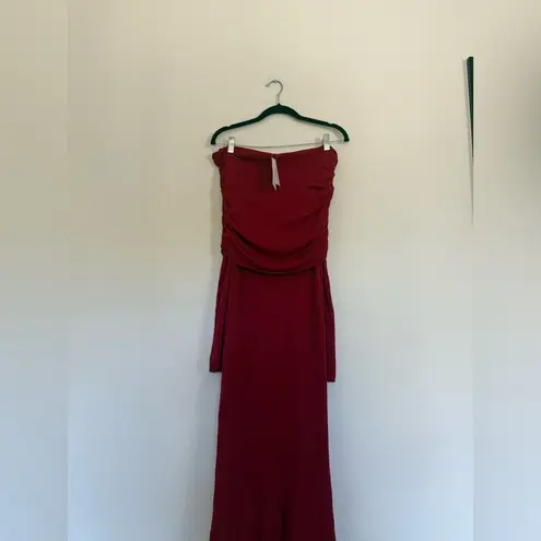 LPA NWT Marren Maxi Off-Shoulder Long Sleeve Red Dress