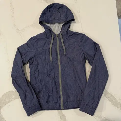 Zine Full Zip Hooded Windbreaker Lightweight Jacket Womens Size Small SlateBlue Blue