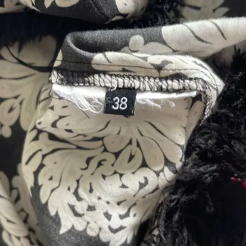 Kookai Vintage Rayon Print Blouse w/accent trim. Size 38/Small Black Cream