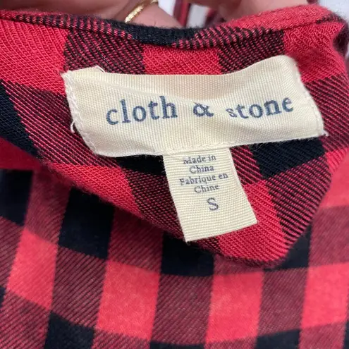 Cloth & Stone  Checkered Mini Dress Long Sleeve Tie Back Women Size Small