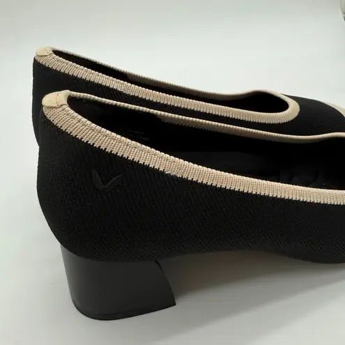 Vivaia Melody Pro Square Toe Chunky Heel Old Money Knit Comfort Black Ivory 7