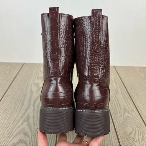 Olivia Miller Women's Freya Lug Sole Combat Booties 11M Brown Croc $95