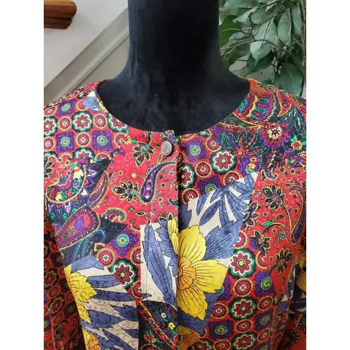 Westbound  Womens Multi Floral Polyester Long Sleeve Button Front Top Blouse 18