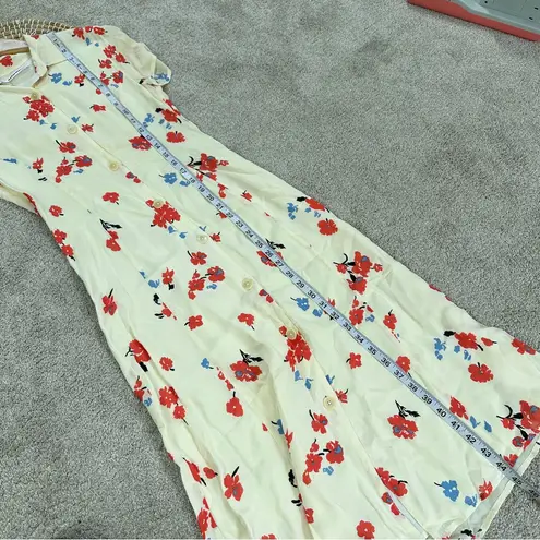 Reformation  Women’s Sheila Floral-print Georgette Midi Shirt Dress Ecru Size 2