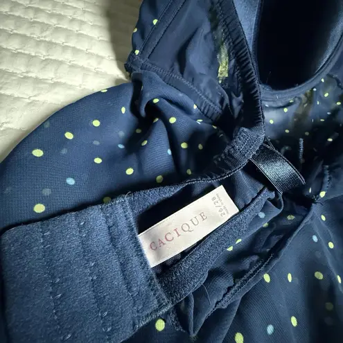 Cacique Babydoll Chemise Lingerie Blue Polka Dots Lined 26 / 28 Lined Underwire