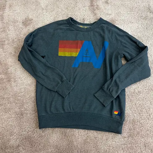Aviator Nation charcoal gray logo crewneck sweatshirt size small