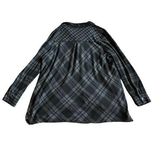 Soft Surroundings Paramour Black Grey Plaid Tunic Long Sleeve Super Soft Size 2X