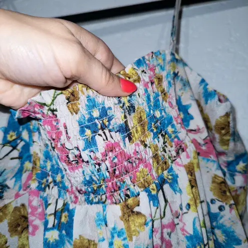 Joe Fresh White Floral Tiered Maxi Dress Size Medium