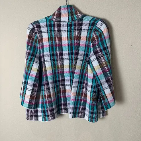 Anthropologie Plaid Knit Cropped Blazer Size XS