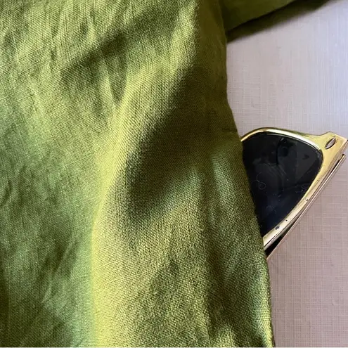 Offon Olive Green Linen Cropped Jumpsuit