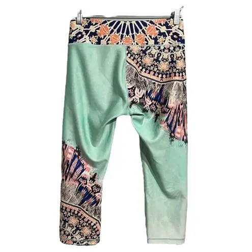 Calia Pants Womens Medium Havana Boho Capri Leggings Green Limited Edition Gym