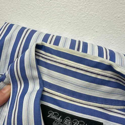 Brooks Brothers 100% Cotton Button Down Striped Shirt Blue White Size M