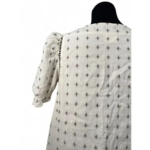 Anthropologie  DRA | S | Cream and Embroidery Peasant Dress Puff Shoulder