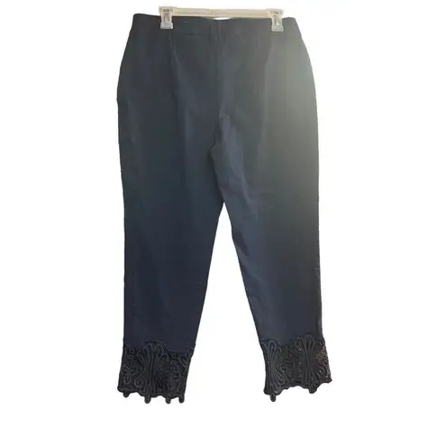 Cest.1946 Women’s Classic Stretch Lace Contemporary Capri Pants Black Size 10 Blue