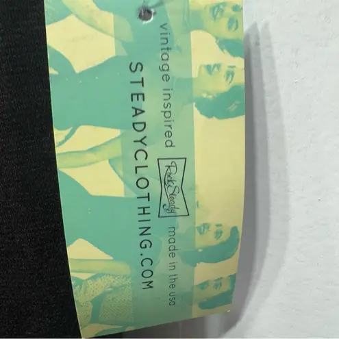 Rock Steady Black Sheer Polka Dot Lace Sweetheart Bodice Rockabilly Peplum Top Size M