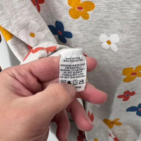 BSR by Samii Ryan Sweatshirt Womens S Gray Whimsical Flower Power Cotton Blend