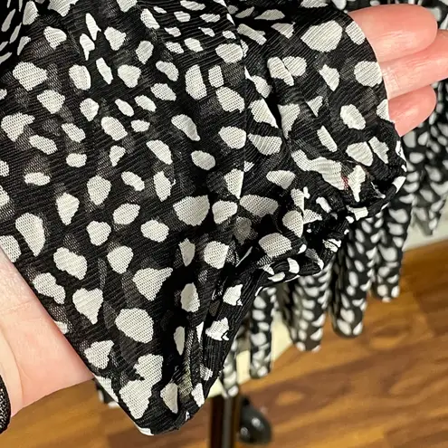 Rose + Olive Boho Peasant Tie Top Blk/White L