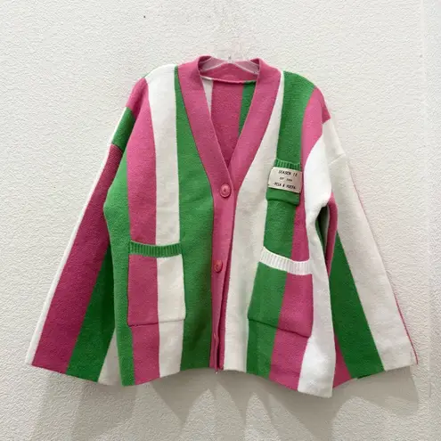 Green Pink & White Stripes Color