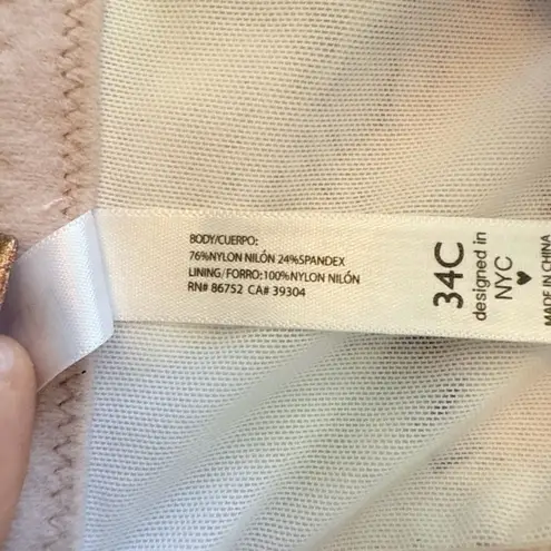 Undies Snakeskin Print Strapless Balconette Bra in Pastel Pink & Cream size 34C