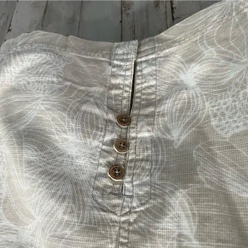 Royal Robbins Tan Floral Knee Length Skirt Buttons Organic Cotton Blend