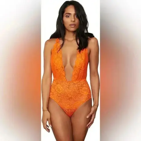 We Are HAH Comin in HAHt Lace Bodysuit Lingerie XS Burnt Orange NWT - Image 2