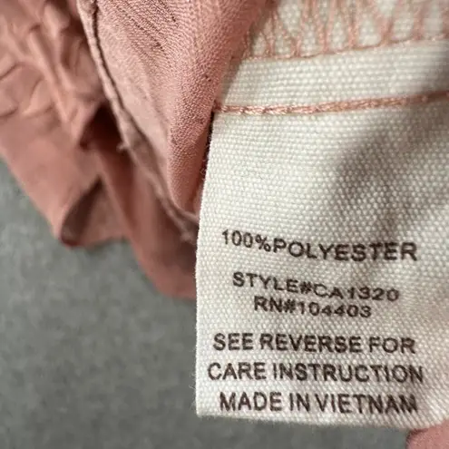 Moon River By the River Rose Pink Gold Metallic Ruffle Floral Blouse Sheer Size Small VNeck