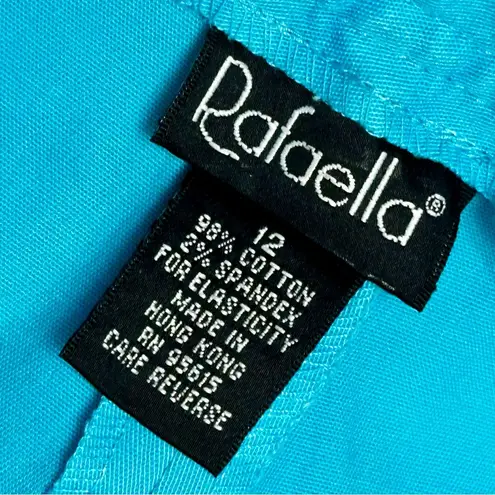 Rafaella Women Bright Blue Pants with Embroidered Sunglasses Cuffed Hems Vacay