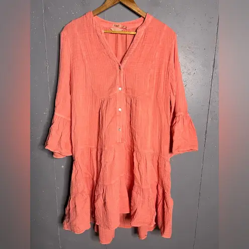 Faherty Dream Gauze Kasey 100% Organic Cotton Dress. Coral/ M/ NWOT