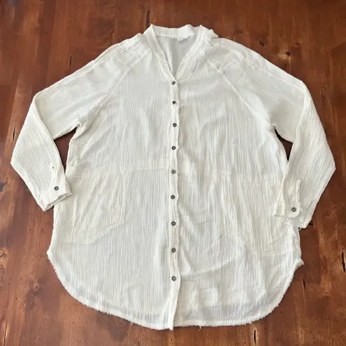 Newbury Kustom Ivory Button Front Long Sleeved Tunic Top