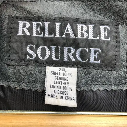 Black leather jacket with fur collar 2XL Size XXL