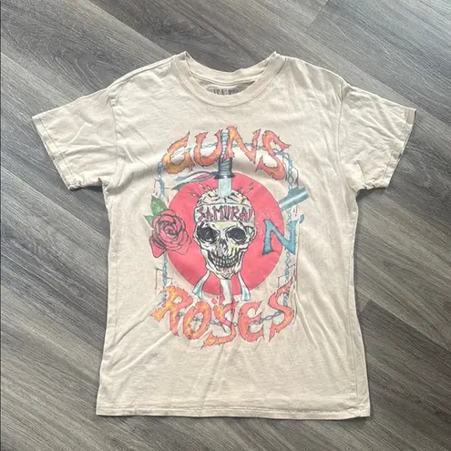 Guns and roses Tee Samurai Graphic Beige Women's Short Sleeve t