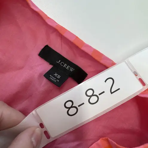 J.Crew Shirt Womens XS Pink Orange Gingham Wrap Ruffle Tie Waist Peplum AW940