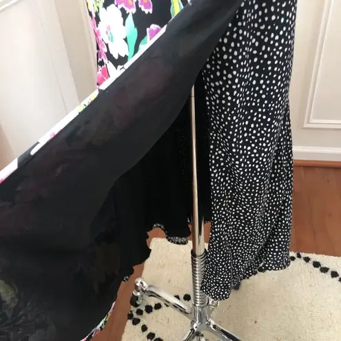 NWOT 4SIENNA Floral Micro Dot MIDI Skirt Small Black