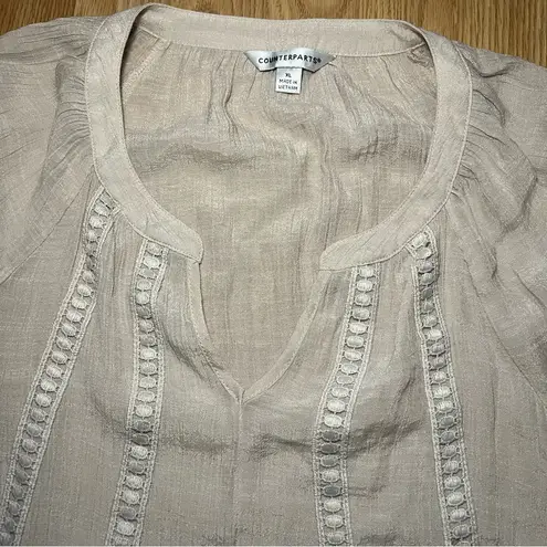 Counterparts Women’s XL Ivory Beach Boho Peasant Blouse Top Casual Lightweight