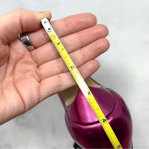 Casadei Candylux Blade Chrome Metallic Ankle Strap Stiletto Sandal Heels Pink 35