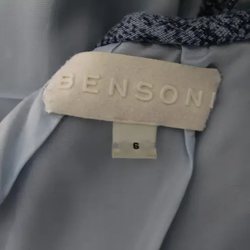 Bensoni Blue Ivory Drape Linen Sleeveless Shift Dress Size 6