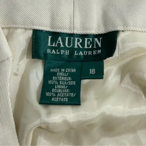 Ralph Lauren NWT Lauren  Silk Pants Size 16 Montblanc Cream Trousers 33” Length