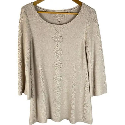 Soft Surroundings Reza Sweater Cashmere Blend in Oatmeal Heather Size XS