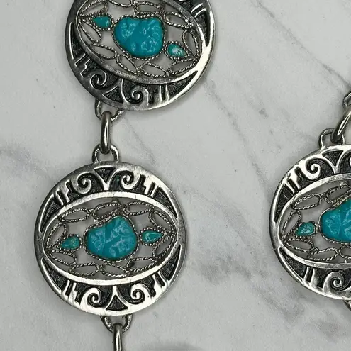 Southwestern Faux Turquoise Concho Chain Belt Small/Medium (S/M) ✨ Silver