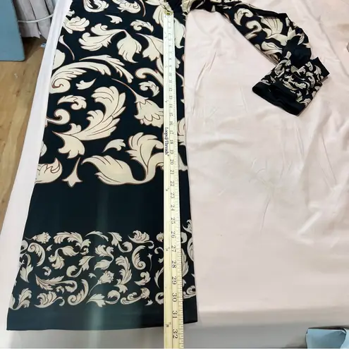 Midnight Velvet Black Tan Stretch Jersey Knit Wide Leg Pull