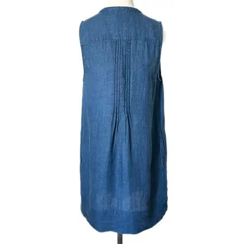 Faherty Isha Linen Sleeveless Mini Dress in Indigo Blue Size Medium