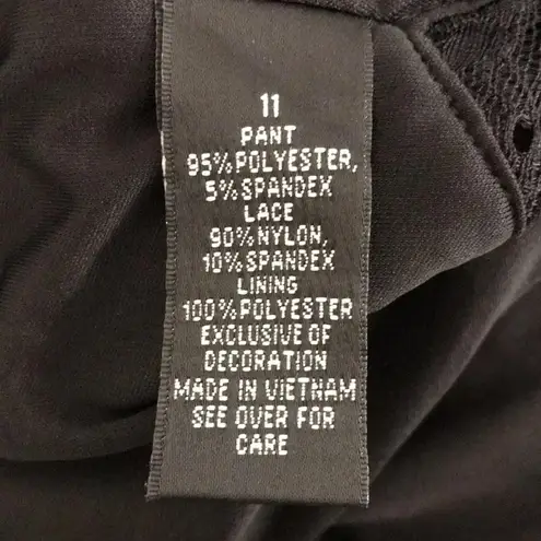 BCX  Size 11 Black Wide Leg Lace Top One Piece Waist Tie Pantsuit. New With Tags