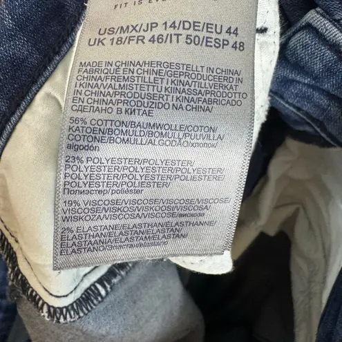 NYDJ Medium Wash Teresa Wide Leg Cropped High Rise Lift Tuck Jeans Size 14