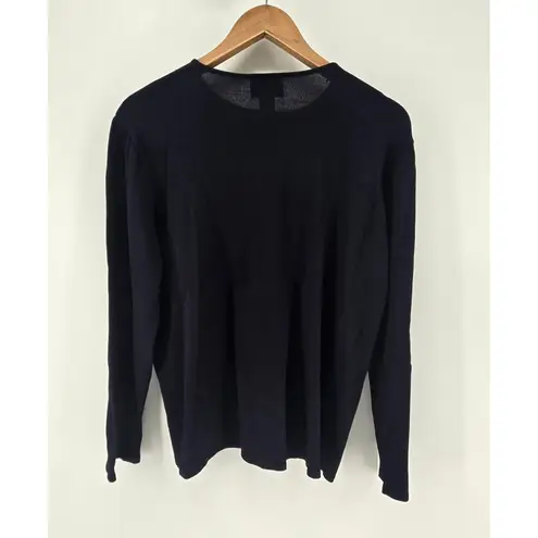 Oscar de la Renta Oscar by Womens 2X Navy Blue Long Sleeve Knit Sweater Top
