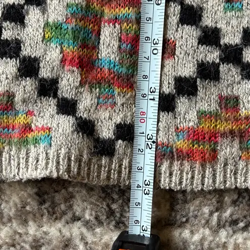 Dreamers Black and Cream Multicolor Chevron Cardigan with Floral Accents Size S