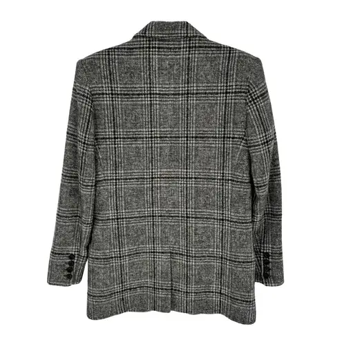 Smythe Oversized Notched Lapel Blazer Gray Glen Check Plaid Small