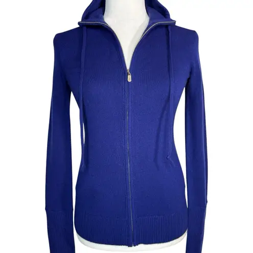 J.Crew Italian Cashmere Hoodie XS Blue 100% Full Zip Sweater Jacket FA07